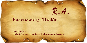 Rozenzweig Aladár névjegykártya